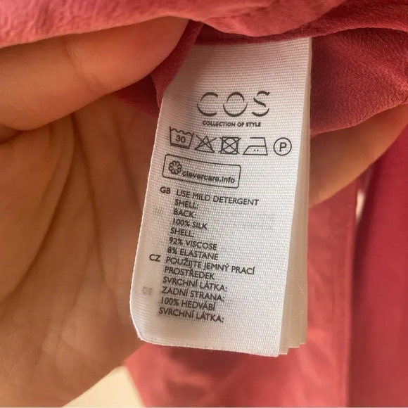 COS raspberry pink silk back long sleeve top S - Picture 11 of 12